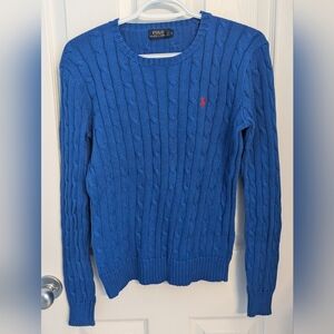 Ralph Lauren Cable Knit Sweater, Blue, Size medium